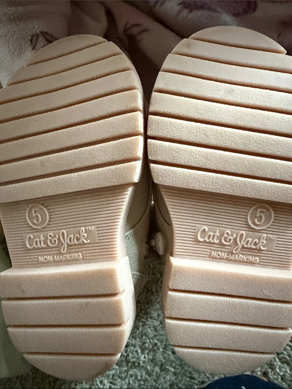 Cat & Jack Cream Boots with Pink Soles and Laces
